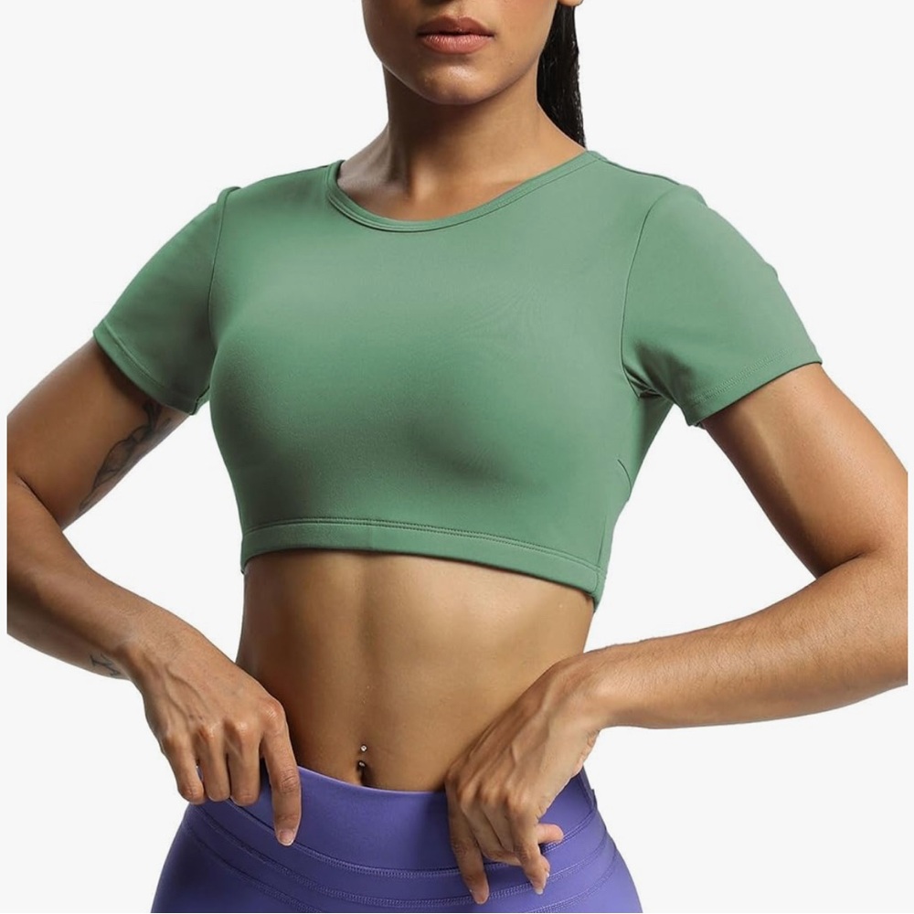 Sage Athletic Short Sleeve Crop Top